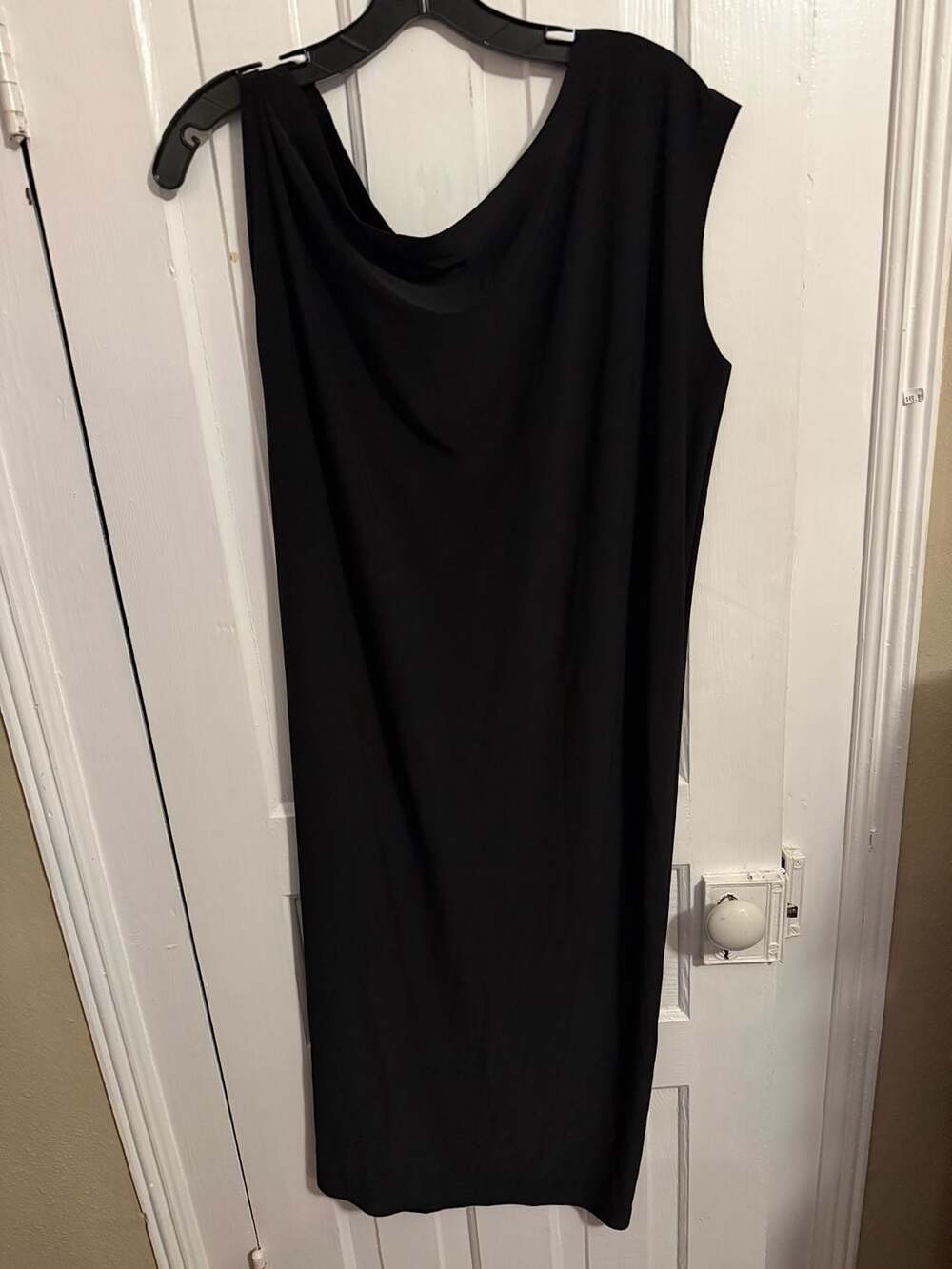 Norma Kamali Drop Shoulder Sleeveless Midi Shift Dress Black Size Large